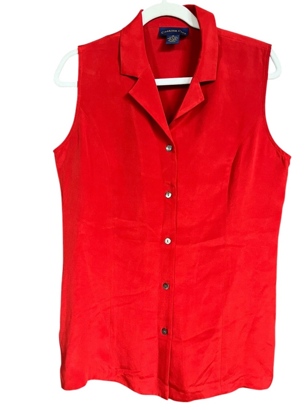 Charter Club Red Sleeveless Button-Front Blouse